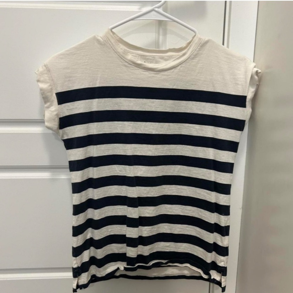 Joie Navy and White Striped Short Sleeve Tee